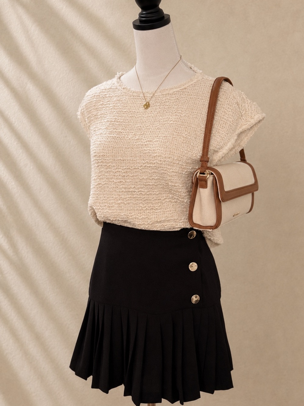 Max Studio London Cream Textured Knit Top XS